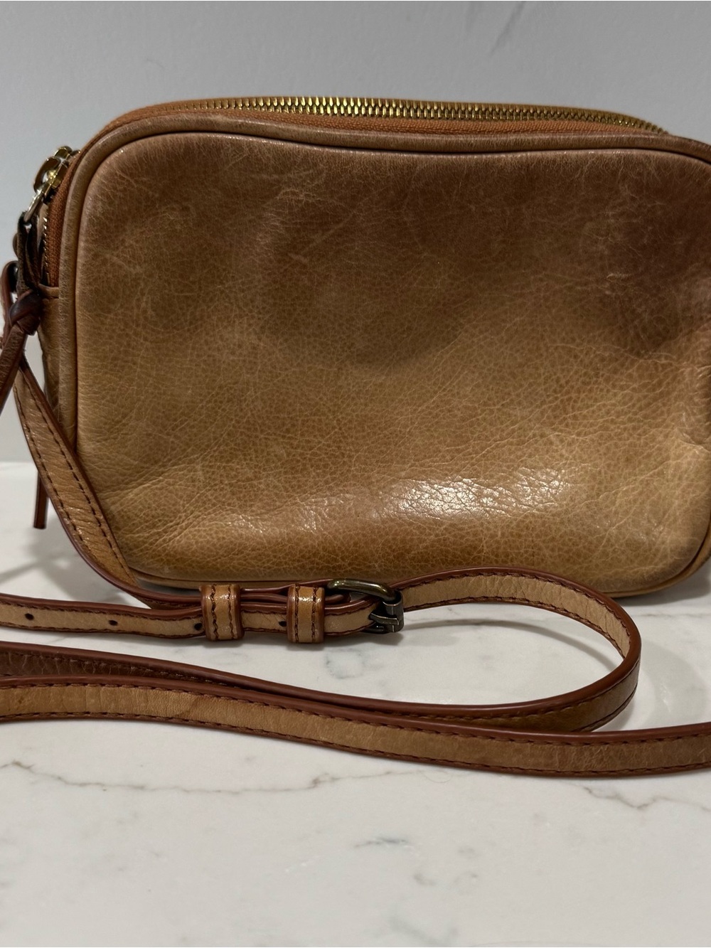 Mark & Graham Chestnut Leather Crossbody Bag